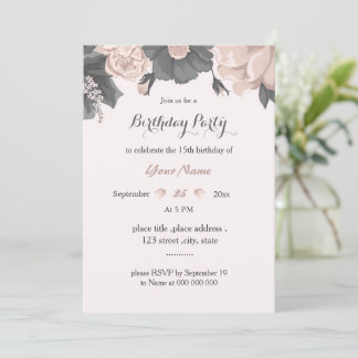 staubige, rosa dunkelgraue Blume phantastischer Ge Einladung