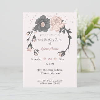 staubige, rosa dunkelgraue Blume phantastischer Ge Einladung