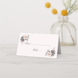 staubige, rosa graue Blume, schwarze Blätter und G Platzkarte