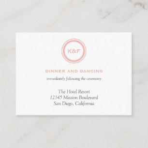 Staubige rosa Initialen, die Empfangseinschließung Begleitkarte