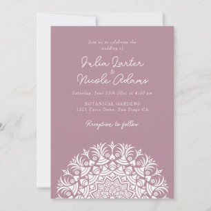 Staubige Rosa-Mauve-Abstrakte Mandala-Hochzeit Einladung