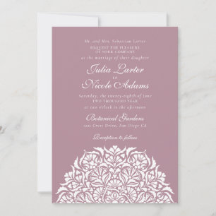 Staubige Rosa-Mauve-verspielte florale Mandala-Hoc Einladung