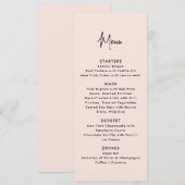 staubige rosa, moderne Hochzeitskarte Menükarte (Vorne/Hinten)