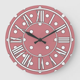 Staubige rosa Uhr mit weißen Punkten