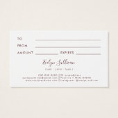 staubige Rose Agate Gift Card (Rückseite)