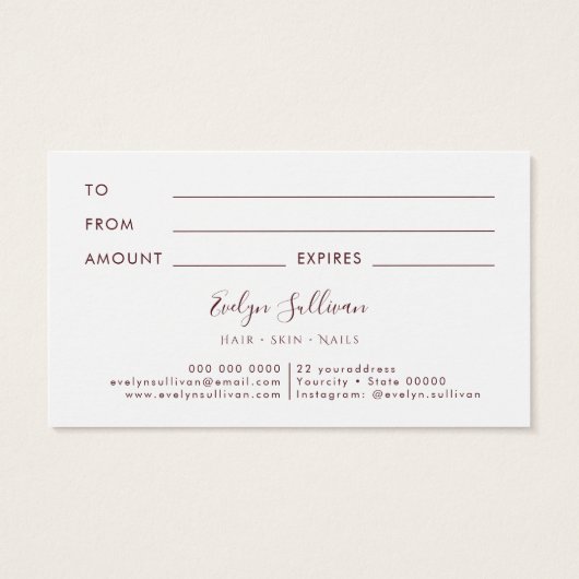 staubige Rose Agate Gift Card (Rückseite)