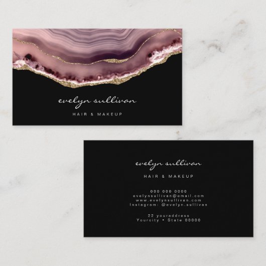 staubige Rose auf schwarz Visitenkarte (Vorne/Hinten)