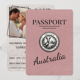 Staubige Rose Australien Reisepass Save The Date