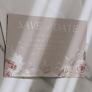 Staubige Rose & Beige Boho Floral Blush Hochzeit Save The Date