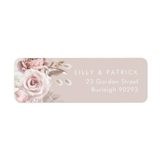 Staubige Rose & Blush Beige Hochzeitsrücksendeadre