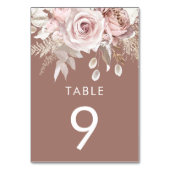Staubige Rose & Blush Lehm Hochzeitsempfang Tischnummer (Rückseite)