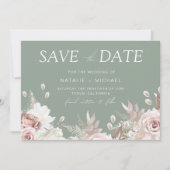 Staubige Rose, Blush & Sage Boho Blumenhochzeit Save The Date (Vorderseite)