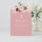 staubige Rose Blütentaufe danke Karte (Stehend Vorderseite)