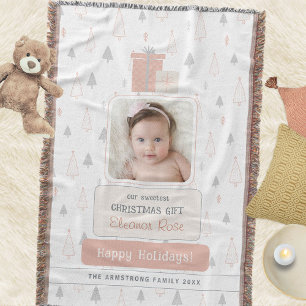 Staubige Rose Boho Baby's 1. Weihnachtsfoto Decke