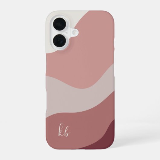 Staubige Rose Boho-Farbfluss-Monogramm iPhone 16 Hülle (Rückseite)