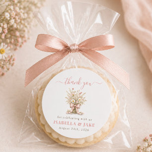 Staubige Rose Boho Floral Baby Shower Party Danke  Runder Aufkleber