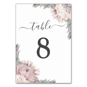Staubige Rose Boho Florale Trockenblumen Hochzeit Tischnummer