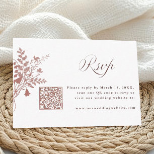 Staubige Rose Botanische Hochzeits-QR-Code-RSVP Begleitkarte