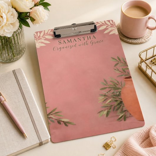 Staubige Rose Botanischer Eleganter Klemmbrett