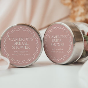 Staubige Rose   Bridal Shower-Einladung mit wellig Runder Aufkleber