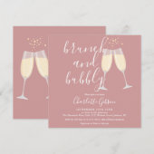Staubige Rose Brunch Sprudelndes QR-Code Brautpart Einladung (Vorne/Hinten)