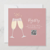 Staubige Rose Brunch Sprudelndes QR-Code Brautpart Einladung (Rückseite)