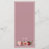 Staubige Rose Burgunder Florale Hochzeitszeremonie Programm (Rückseite)