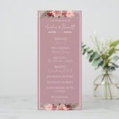 Staubige Rose Burgunder Florale Hochzeitszeremonie Programm (Stehend Vorderseite)