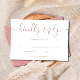 Staubige Rose Einfach Elegante Schrift RSVP Karte