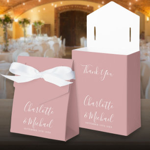 Staubige Rose Elegante Schrift Hochzeit Geschenkschachtel