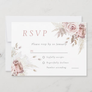 Staubige Rose Erröten Florale digitale RSVP für Ho Einladung