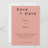 Staubige Rose Geflüsterte Blütenblatte Moderne Sch Save The Date (Rückseite)