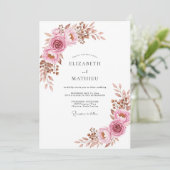 Staubige Rose Gräziöse Boho-Hochzeit Einladung (Stehend Vorderseite)