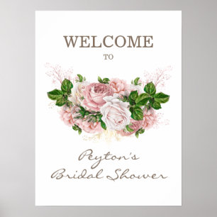 Staubige Rose Hauchrosa Weiß Vintage-Brautdusche Poster