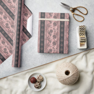 Staubige Rose & Holzkohleschwarz Geschenkpapier