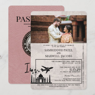 Staubige Rose Indien Reisepass Hochzeitseinladung Einladung