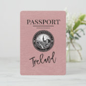 Staubige Rose Irland Reisepass Save The Date (Stehend Vorderseite)