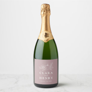 Staubige Rose Kürbis Sonnenblume Hochzeit Champagn Schaumweinetikett