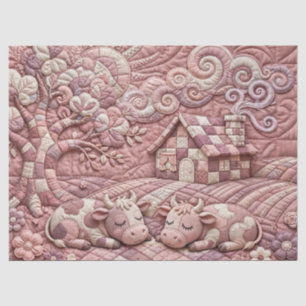 Staubige Rose Malerische Gewürfelte Kühe Patchwork Seidenpapier