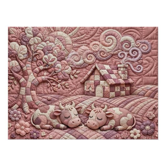 Staubige Rose Malerische Patchwork-Idylle Poster (Vorderseite)