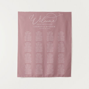 Staubige Rose Minimalistische Hochzeit Sitzplan Wandteppich