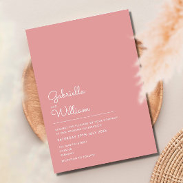 Staubige Rose Minimalistische Maun Hochzeit Einladung