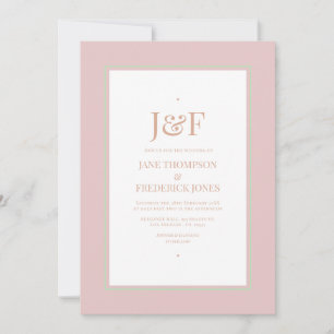 Staubige Rose, Minzgrün und Rosé-Hochzeit Einladung