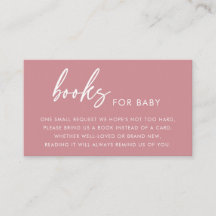 Staubige Rose Moderne Bücher für Baby Shower-Einsc