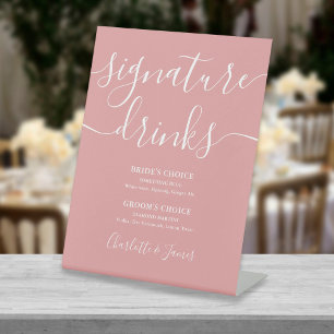 Staubige Rose Moderne Schrift Hochzeits-Signature- Sockelschild