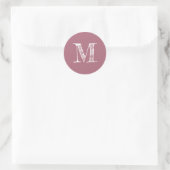 Staubige Rose Monogramm Initiale Runder Aufkleber (Tasche)
