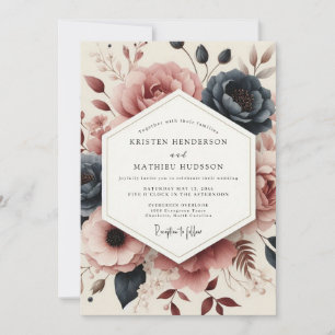 Staubige Rose Moody Bloom Hochzeit Einladung