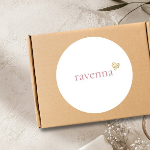Staubige Rose Personalisierter Name Gold Leopard H Runder Aufkleber