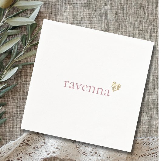 Staubige Rose Personalisierter Name Gold Leopard H Serviette