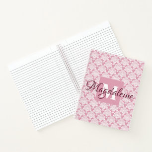 Staubige Rose Pink Vintage Spitze Damast Monogramm Notizblock